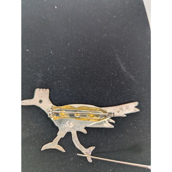 Sterling Silver Roadrunner Pin/Brooch 3" across1.5"deep Glued pin back OOAK - Picture 5 of 6